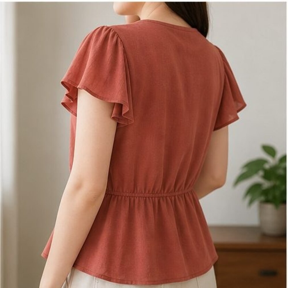 Rust Ruffle Blouse - Picture 3 of 6